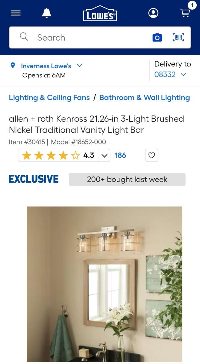 Allen Roth Kenross Vanity Bar Light