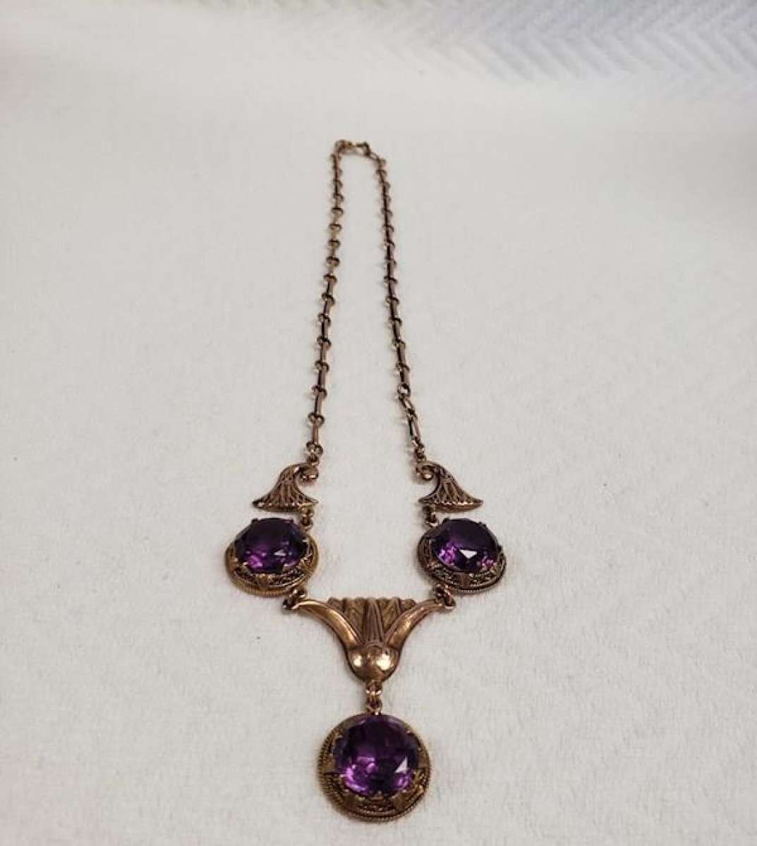 Vintage 12K Solid Rose Gold Egyptian Necklace  Pendant