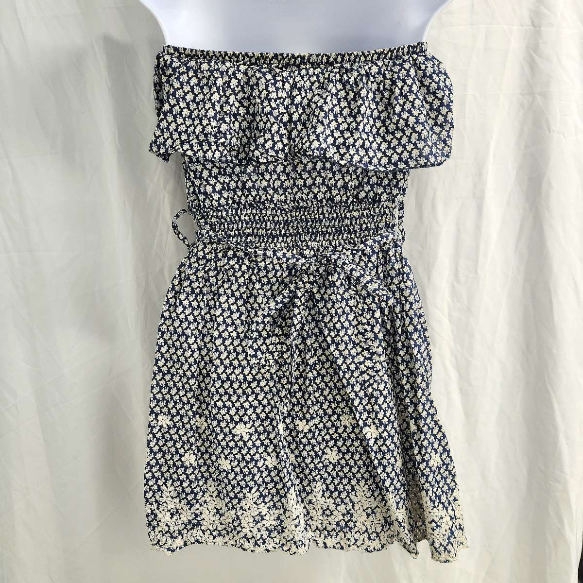 Poetry Off Shoulder Ruffled Bodice Embroidered Tunic Dress