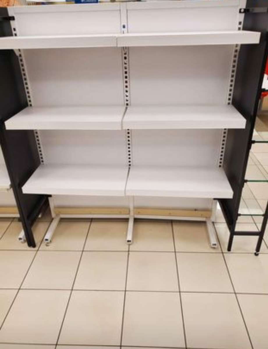 2 Sided Rack W12 Shelves  W5 Glass Shelf End Cap   App 48 x