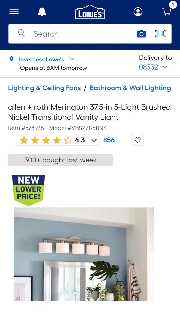 Allen Roth Merington Vanity Bar Light