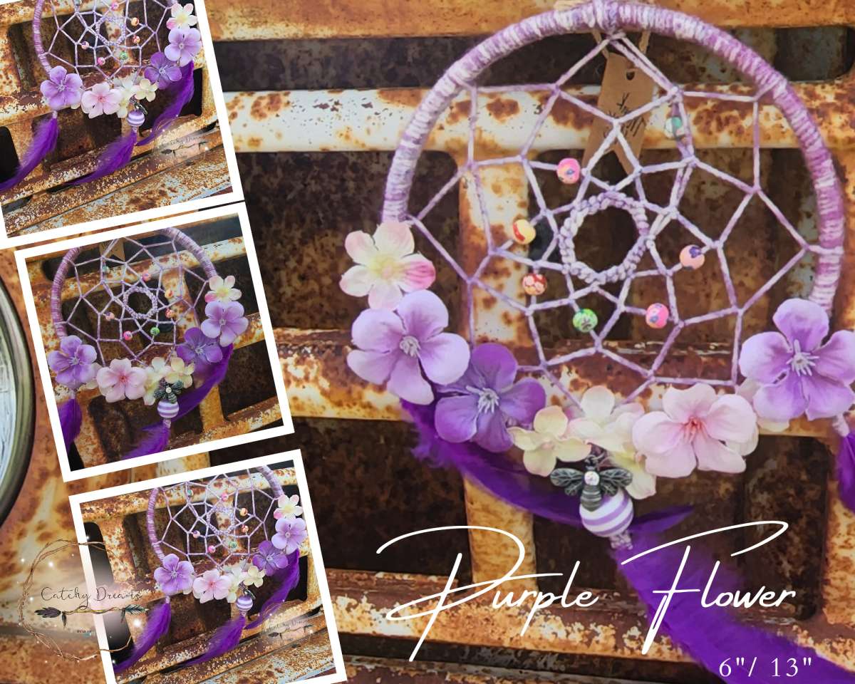 Purple Flower Dream Catcher