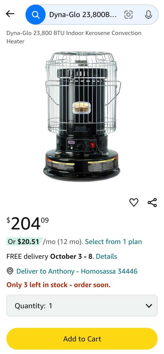 DynaGlo Portable Kerosene Heater