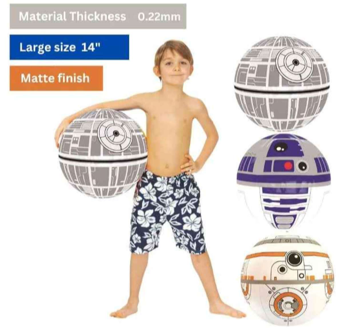 R2D2 BB8 and DEATH STAR Blow up balls 14 inches