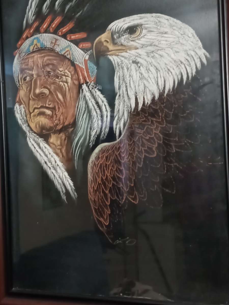 Native American and Eagle Picture