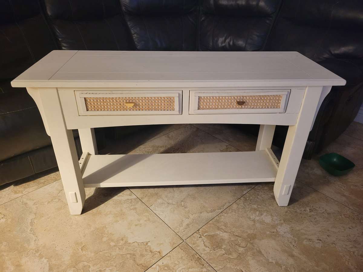 Console Table with Woven Drawer Fronts