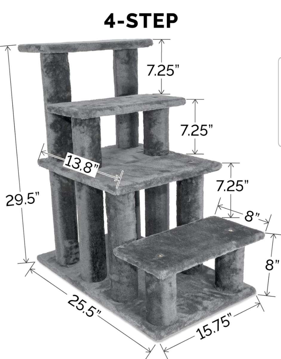 Furhaven Steady Paws 4 Step Pet Stairs for High Beds Sofas