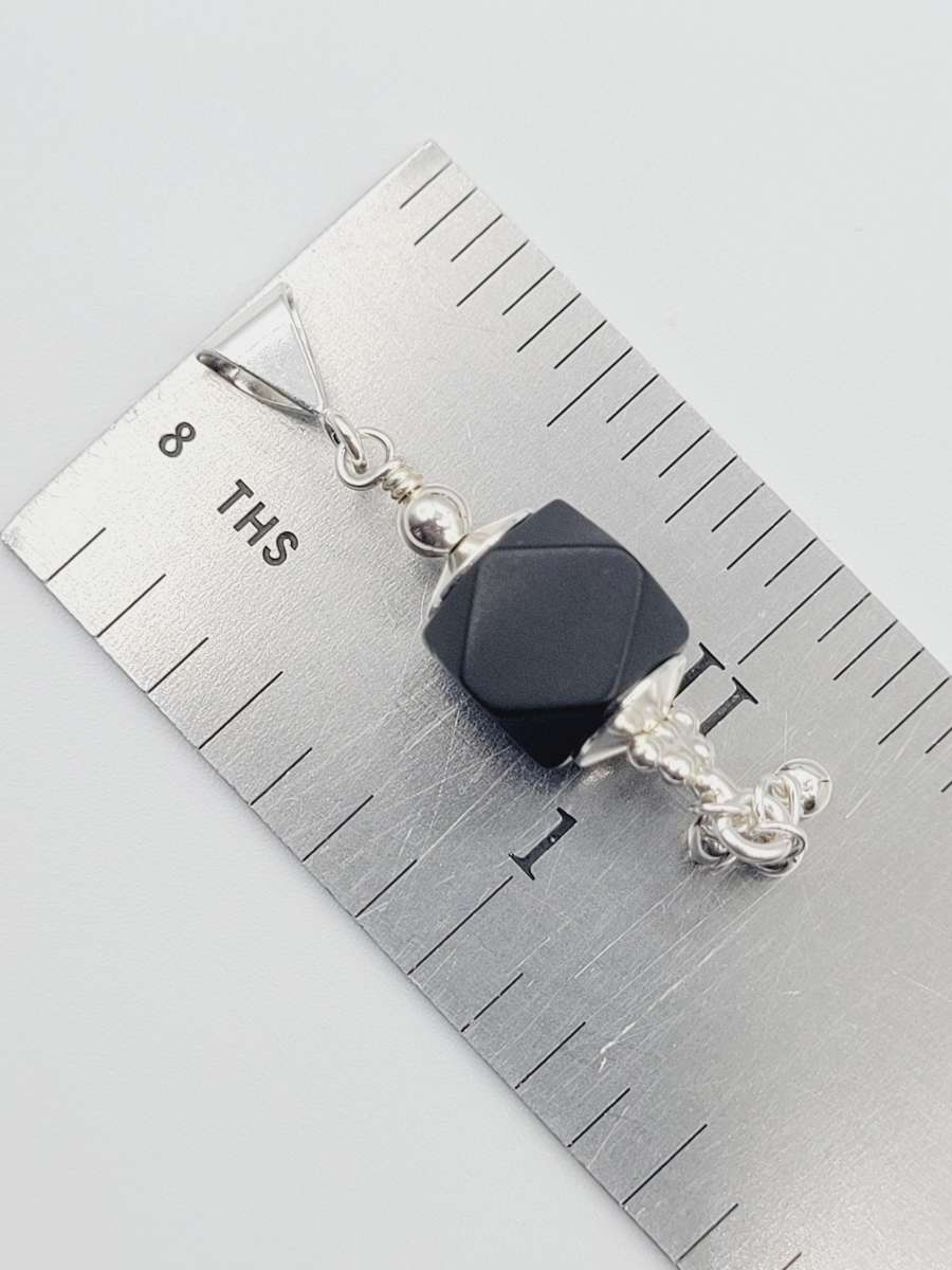 Azabache 8mm Bead 3mm Sterling Silver 925 pendant