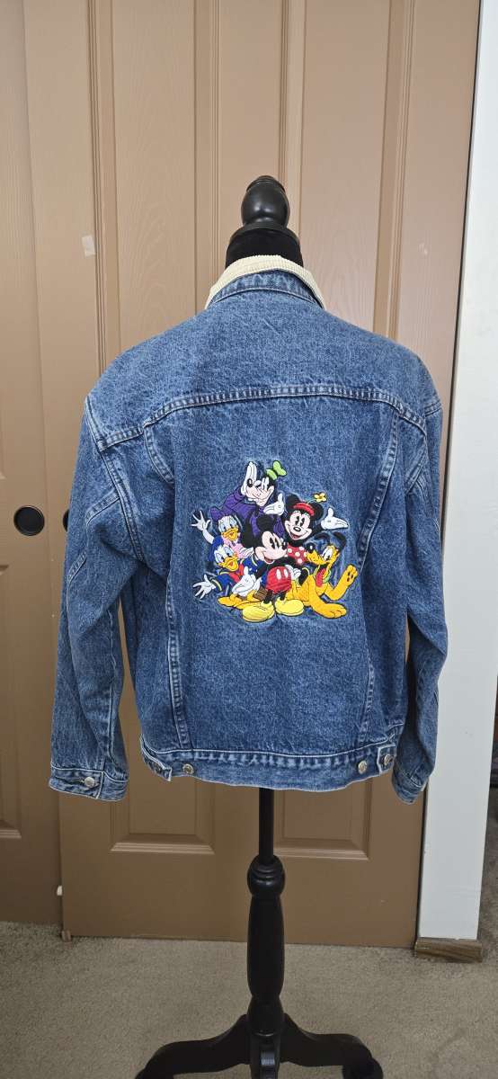 Vintage 90s Embroidery Flannel Lined Disney Store Denim Jack