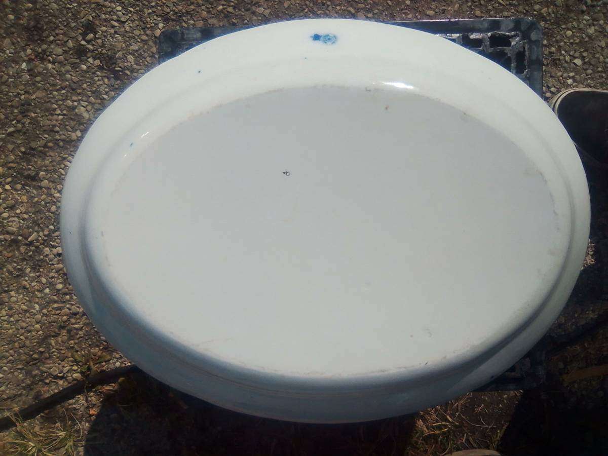 Large Meissen England Flow Blue Deep Serving Platter 1825