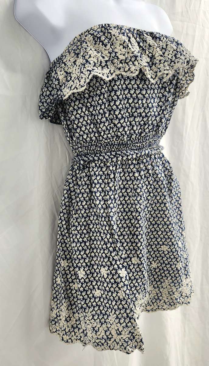 Poetry Off Shoulder Ruffled Bodice Embroidered Tunic Dress