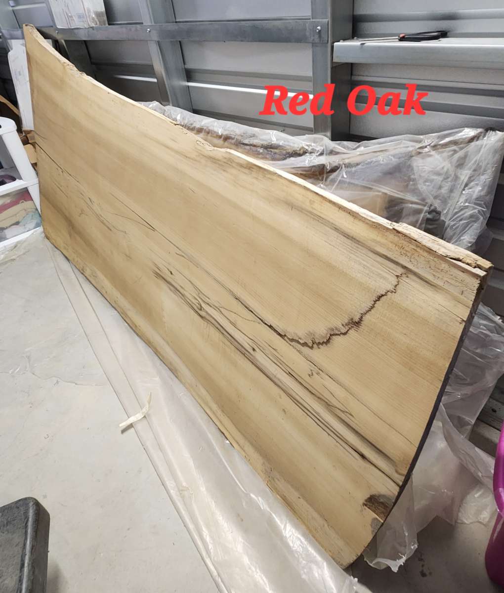 Ohio Red Oak Live Edge Wood Slab 38W x 97L x 2 Thick