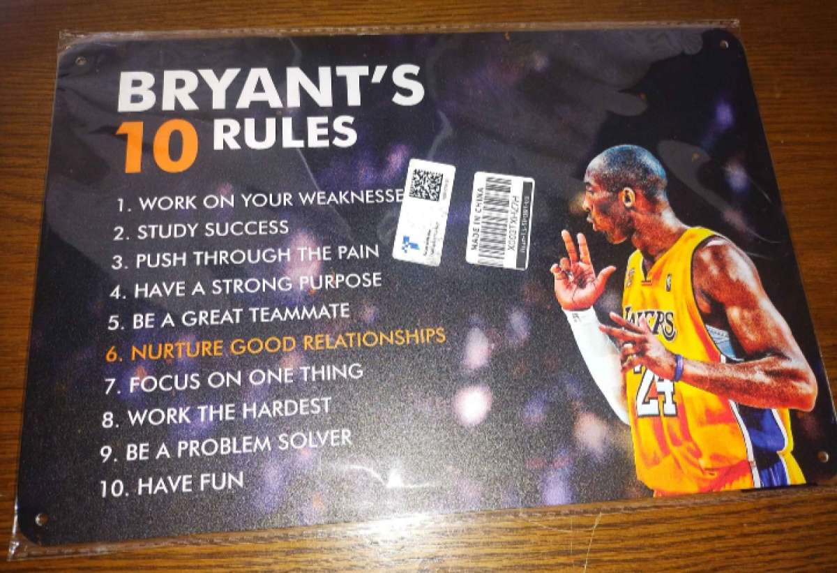 Kobe Bryant motivational Quote Sign