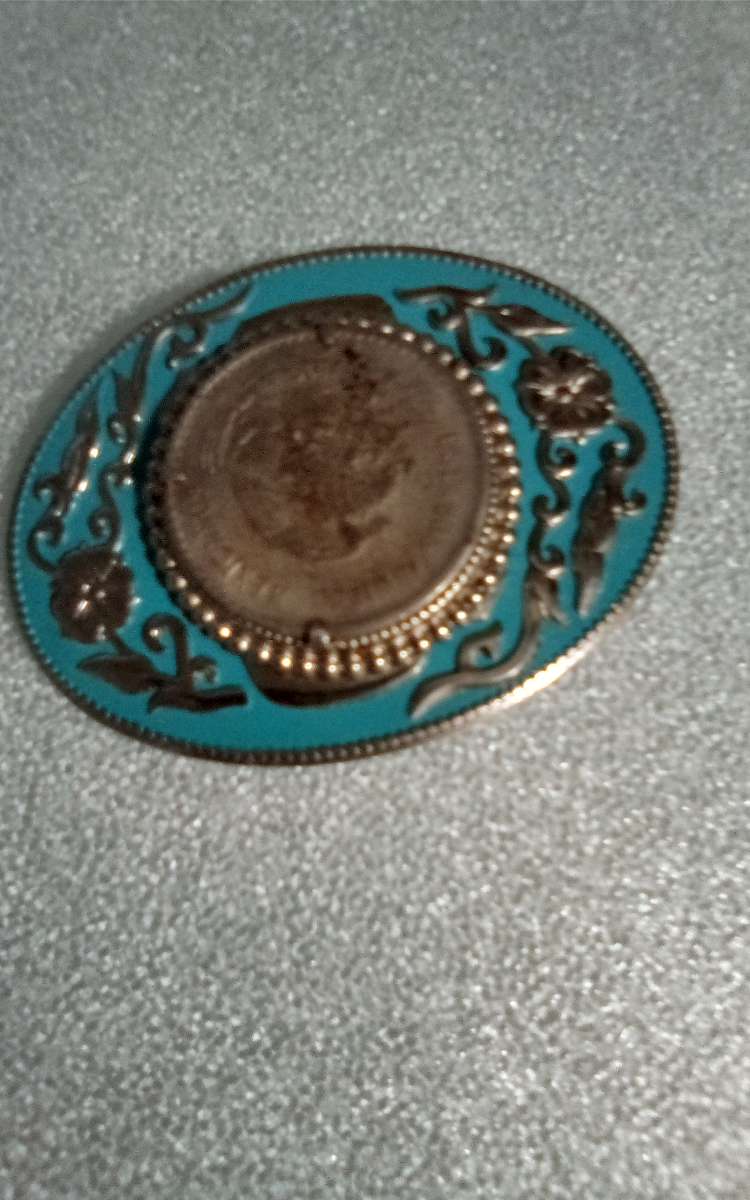 stainless steel and turquoise belt buckle