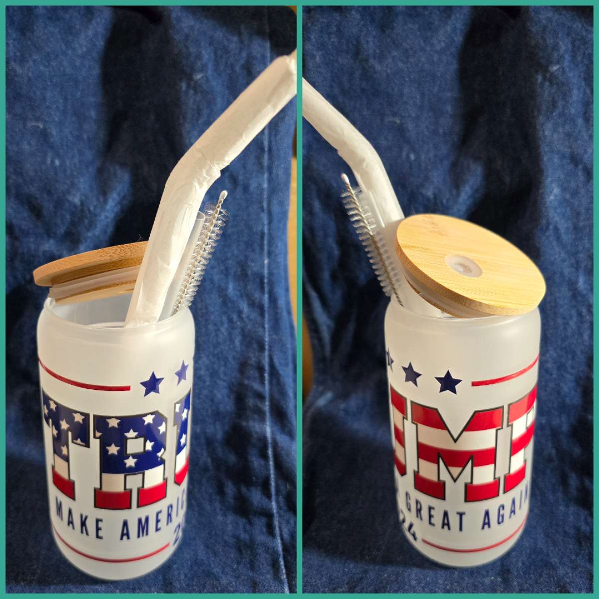 16 Oz Glass Cups With Bamboo Lids