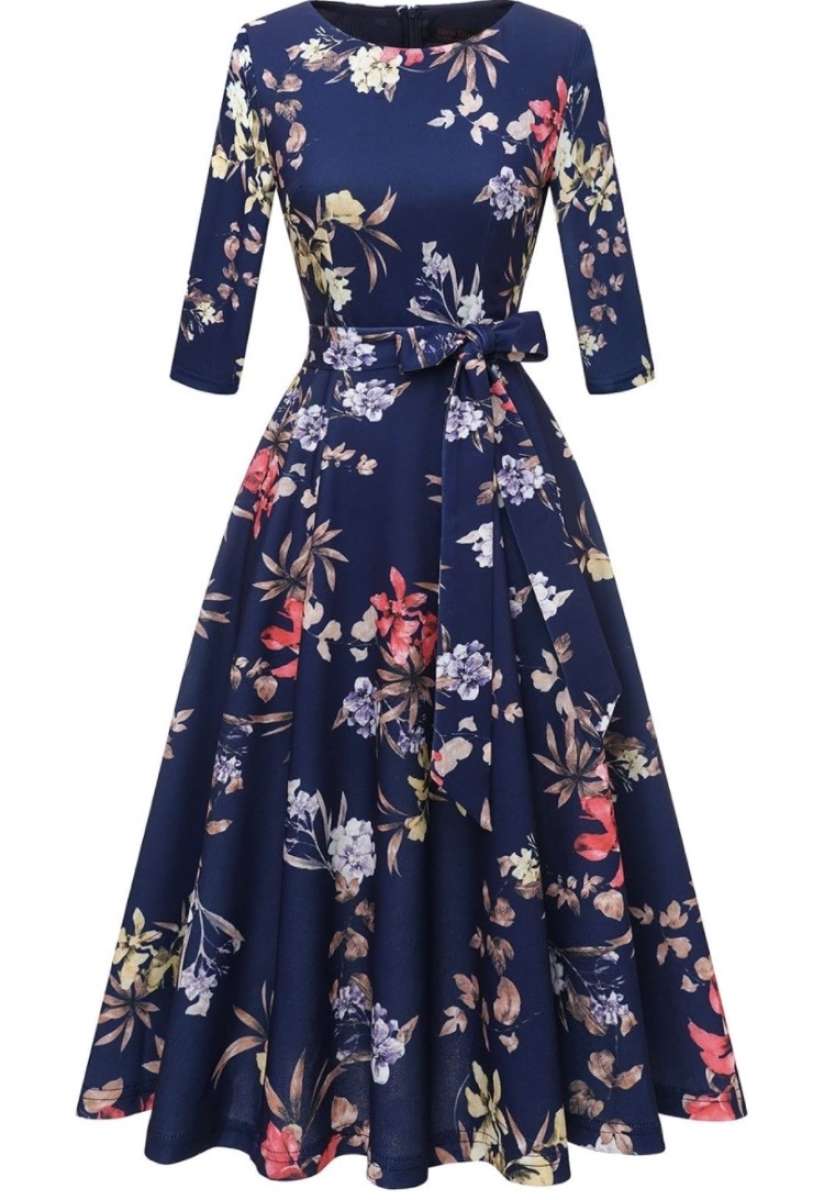 New blue dress with a flower pattern
