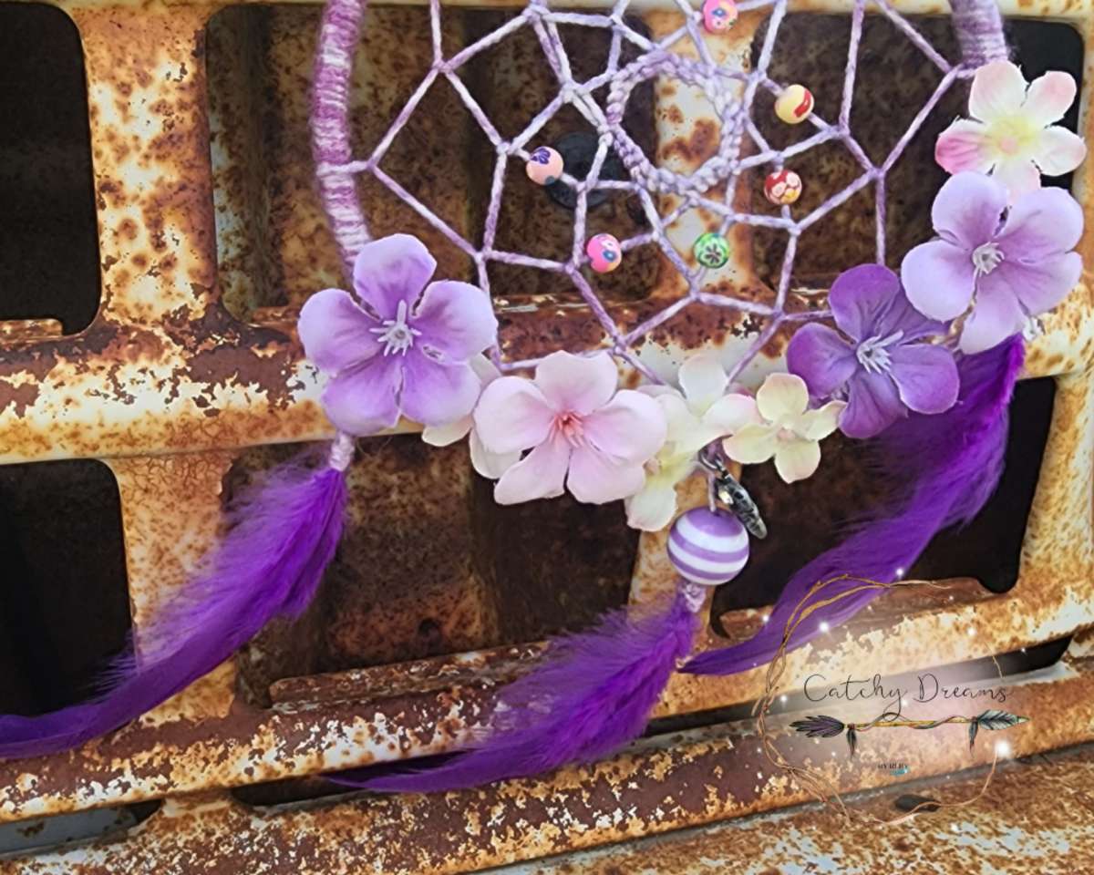 Purple Flower Dream Catcher
