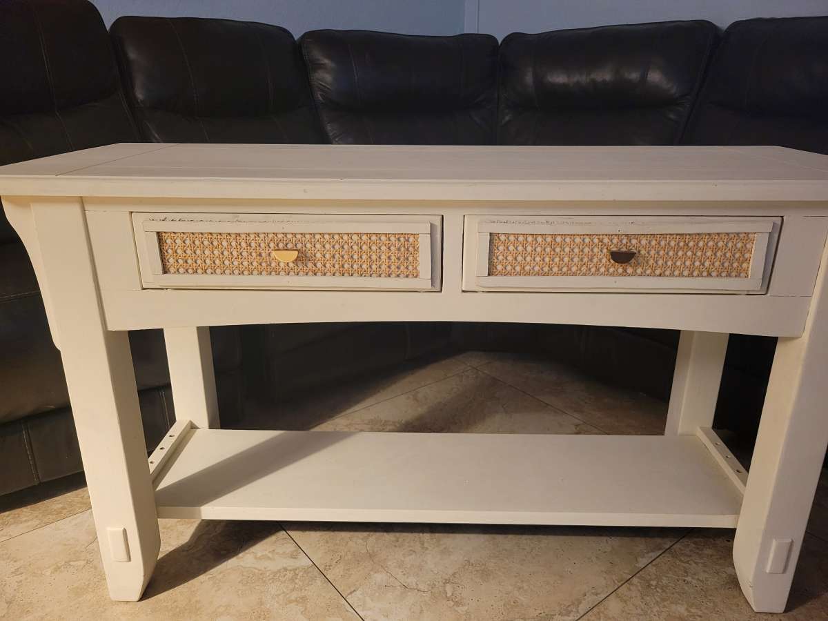 Console Table with Woven Drawer Fronts
