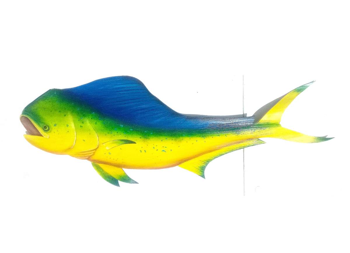 Mahi Fish hand carved from palm tree frond