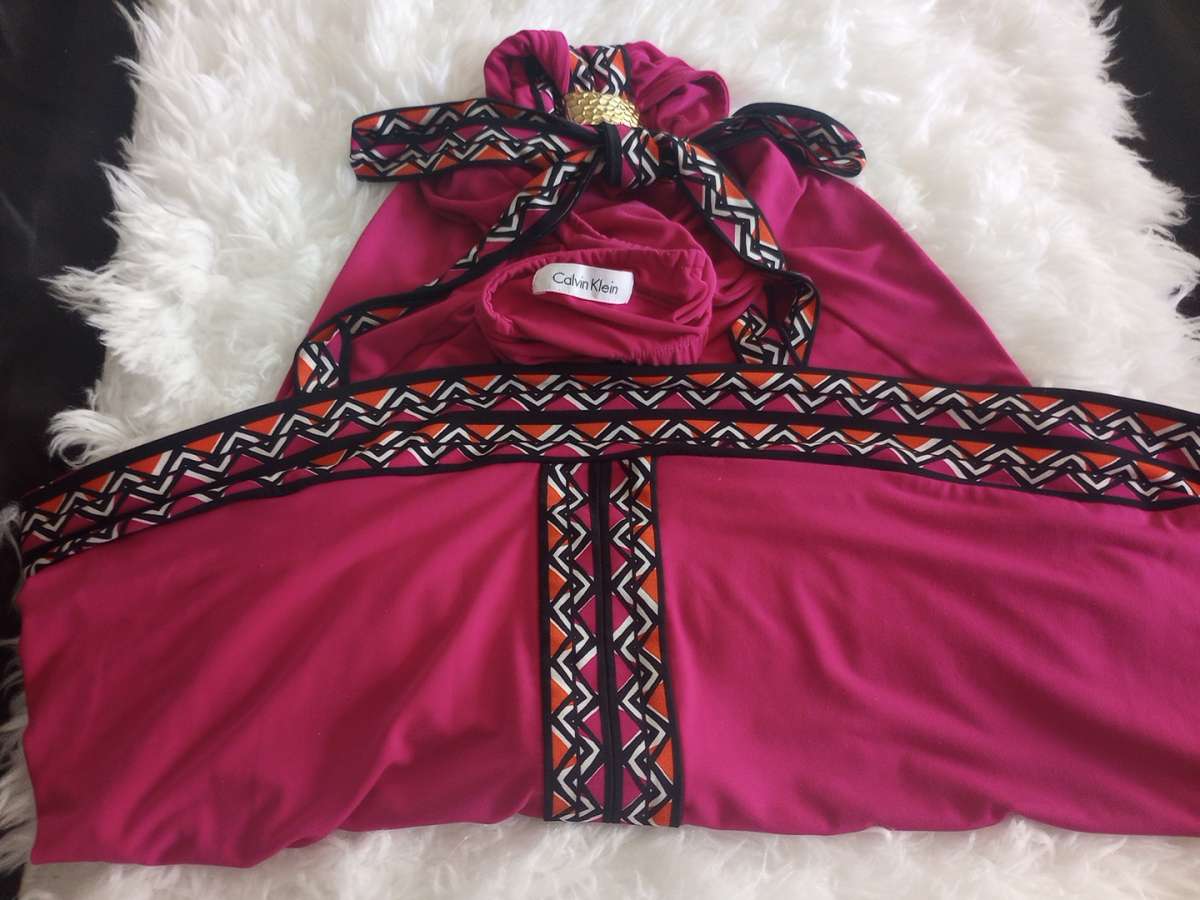 beautiful pink satin feel dress Calvin Clien