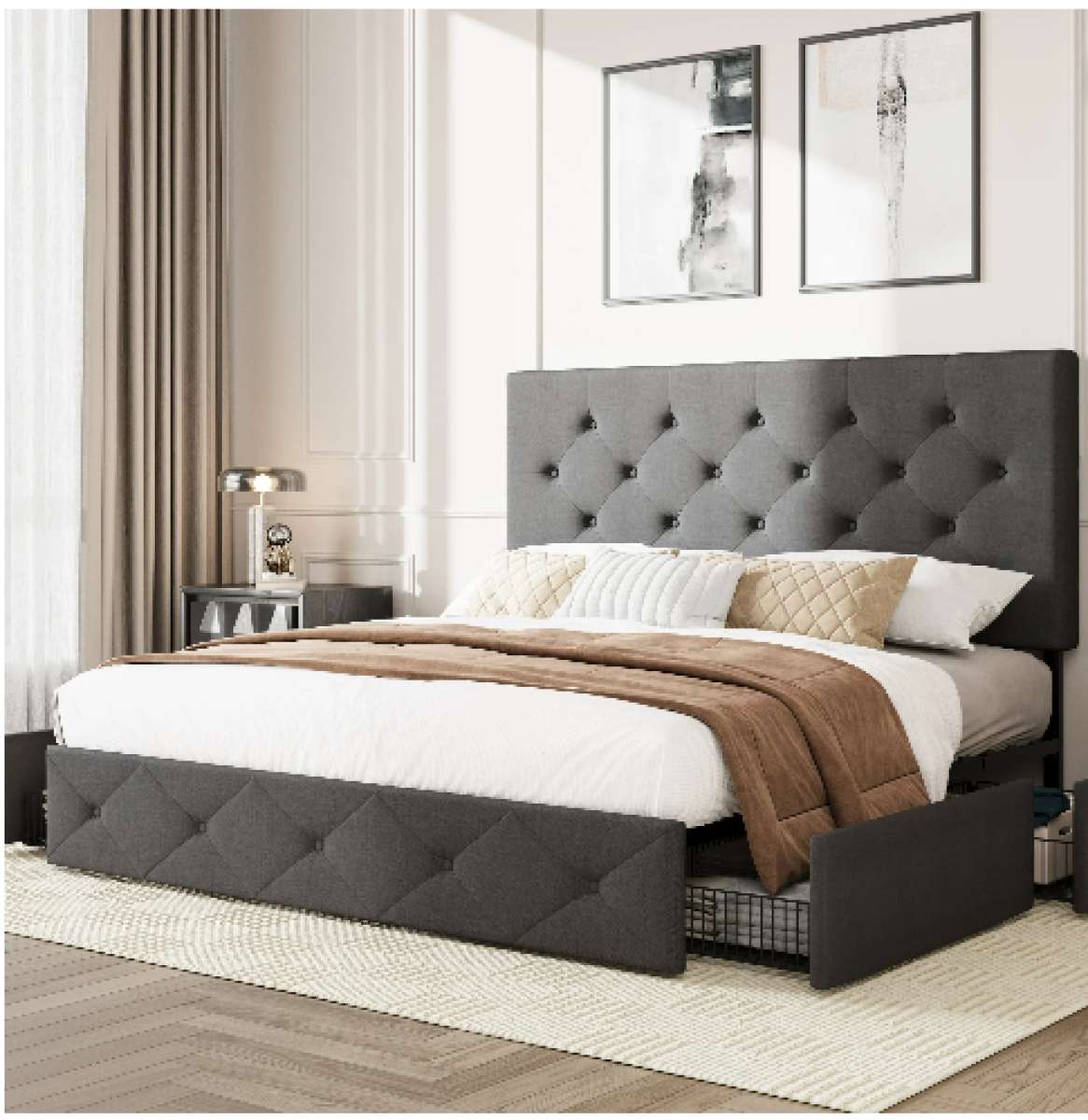 Queen bedframe and Headboard With 4dresser