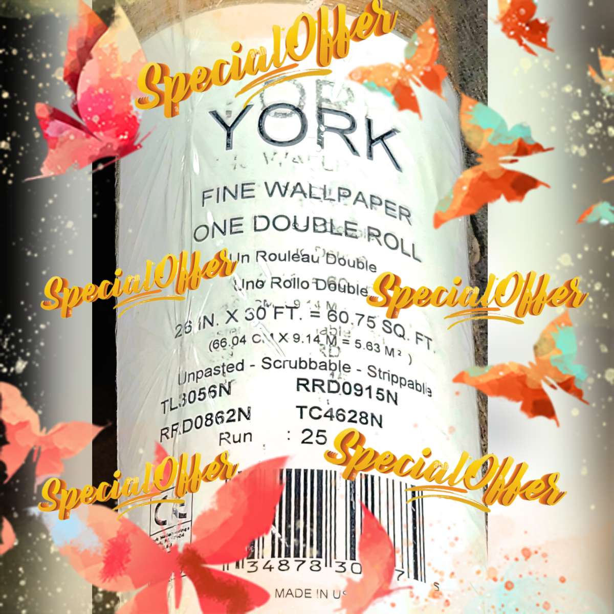 7 dbl Rolls of York ModernContemporary Gold Silver Metallic