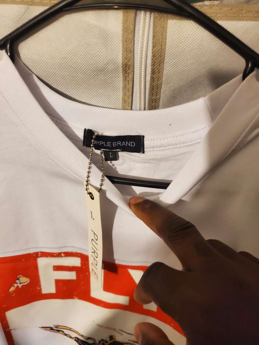 Purple brand graphic design shirt