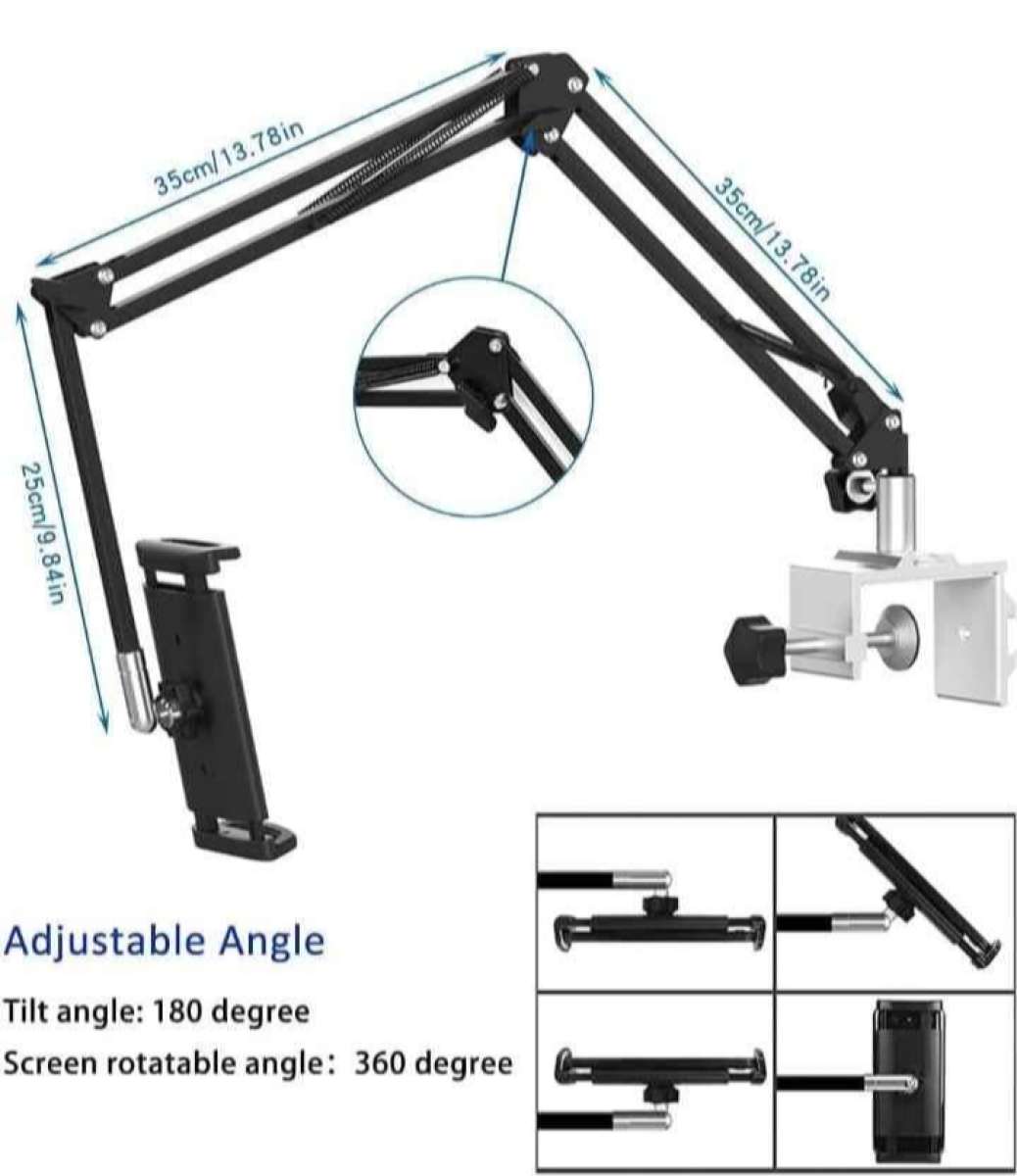 Tablet stand adjustable for bed or table