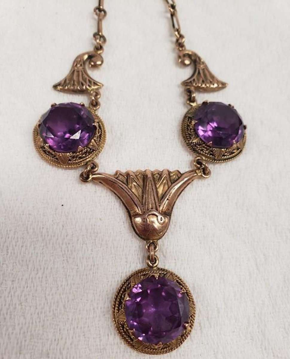 Vintage 12K Solid Rose Gold Egyptian Necklace  Pendant