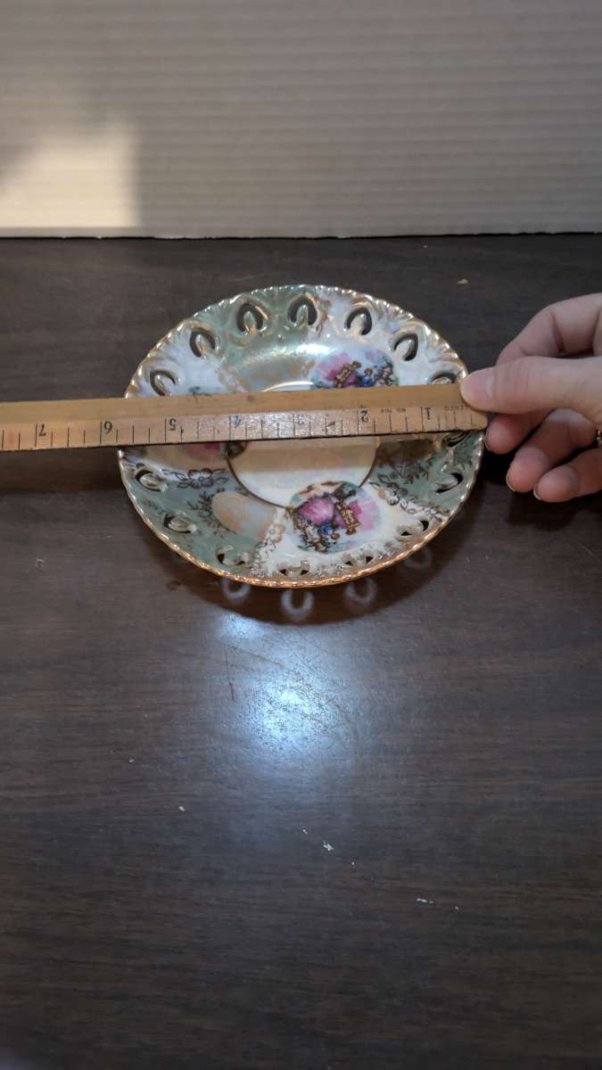 Rare Antique Kelvin Fine China Iridescent Green And White Pl