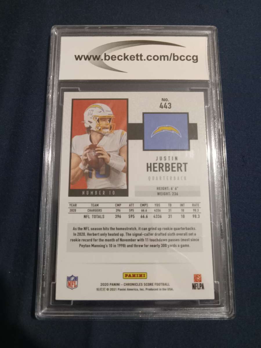 justin herbert graded 10 sports card