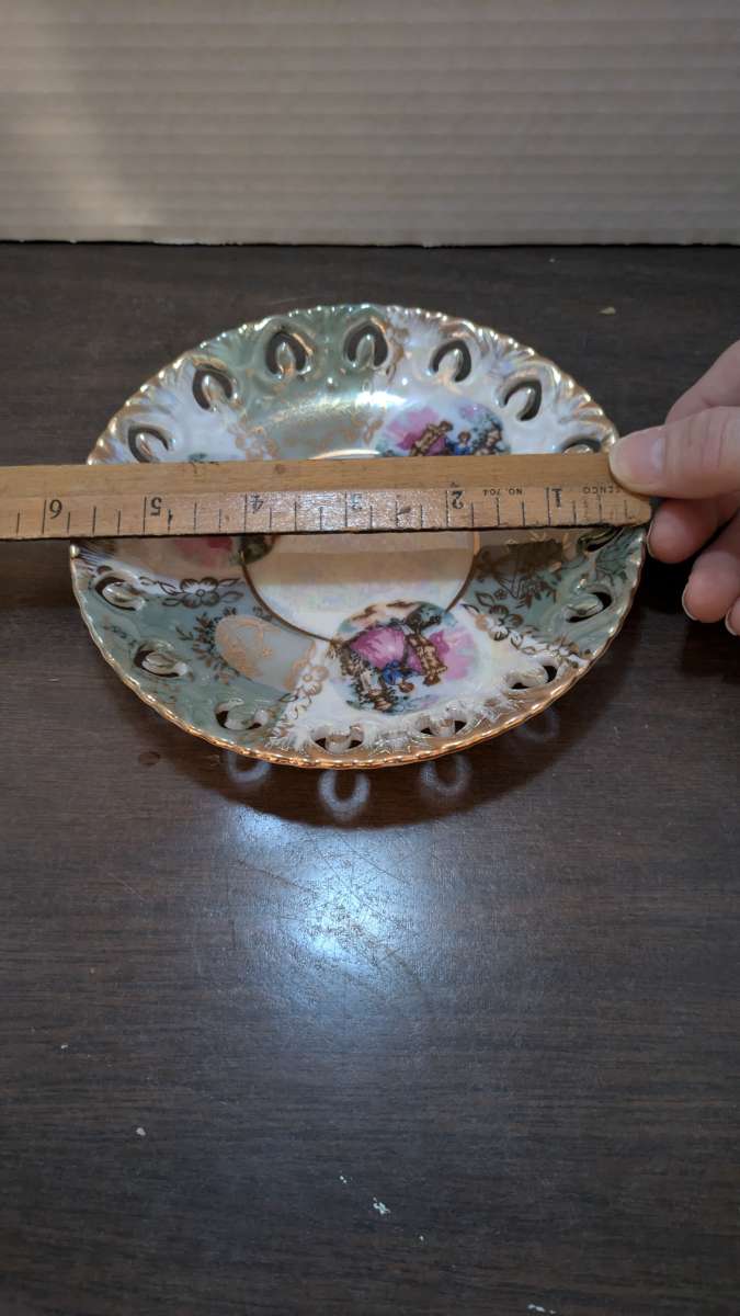 Rare Antique Kelvin Fine China Iridescent Green And White Pl