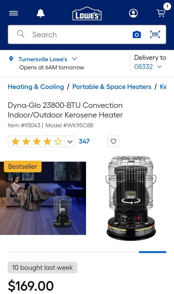 DynaGlo Portable Kerosene Convection Heater