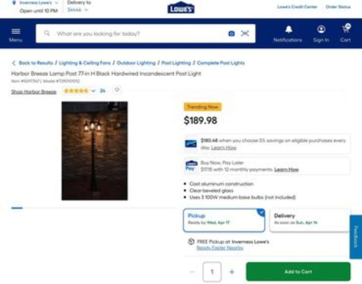 Harbor Breeze 3 Light Lamp Post