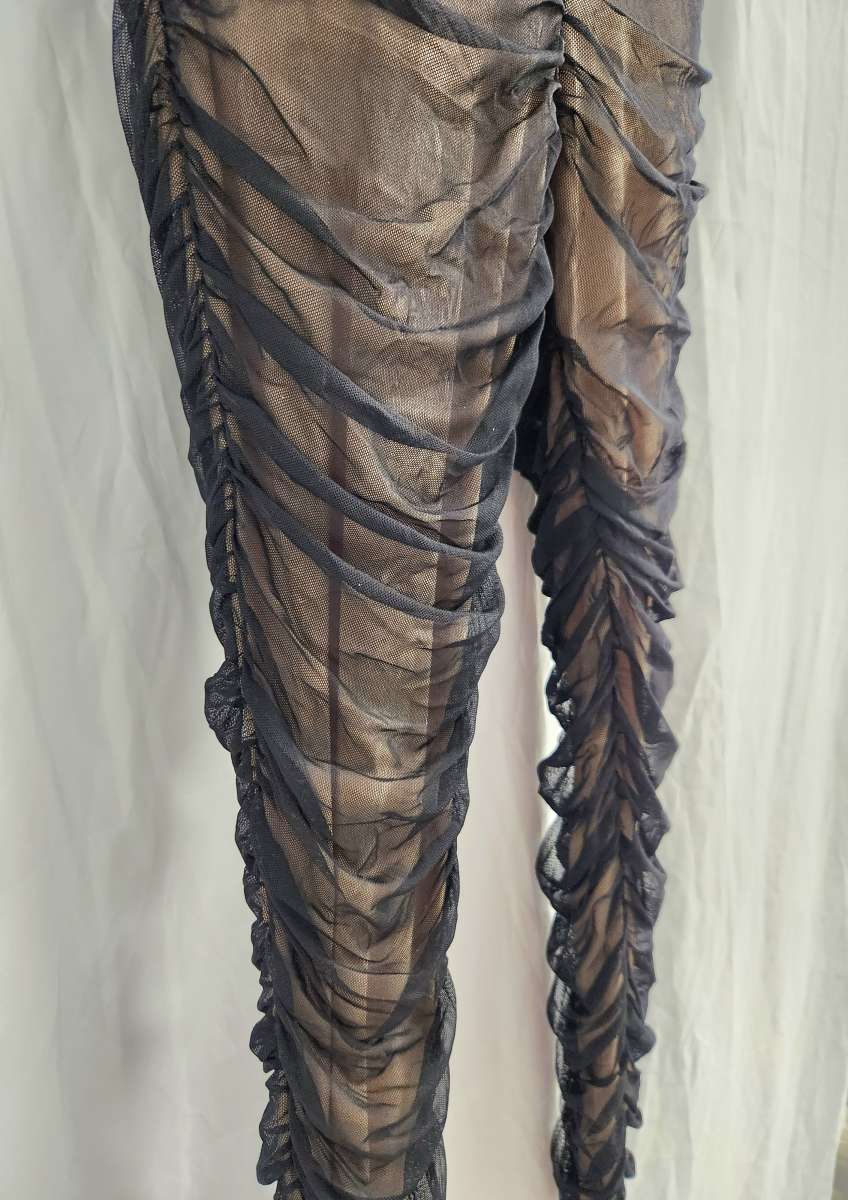 Fashion Nova Nude w Black Overlay Ruched Leggings Womens M