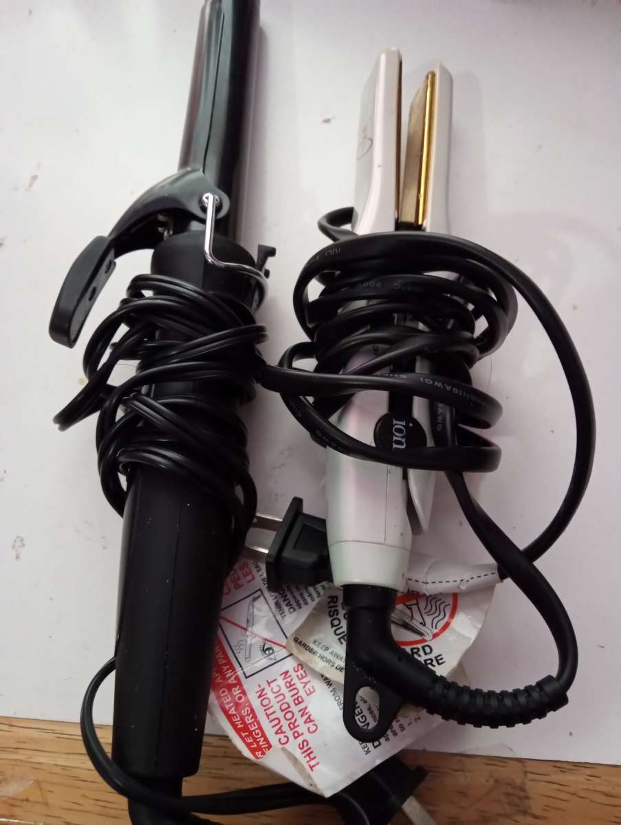 curling iron and flat iron