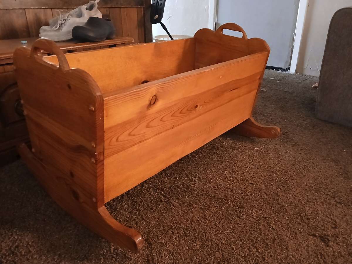 vintage wooden baby cradle