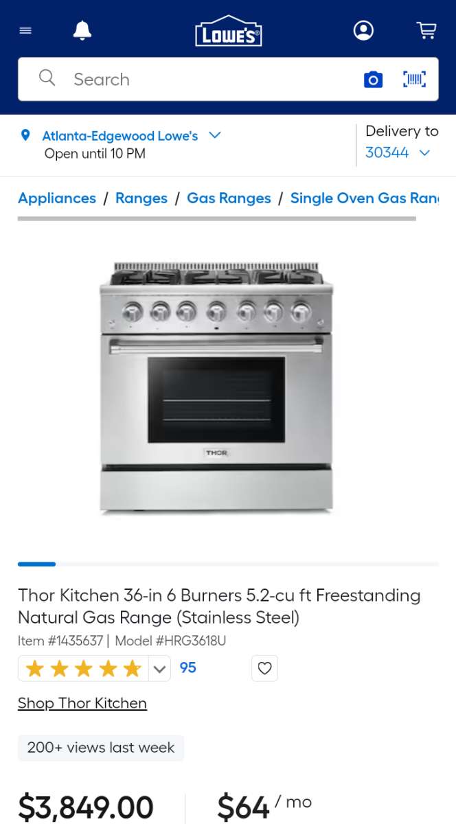 ESTUFA THOR 36 DUAL FUEL RANGE