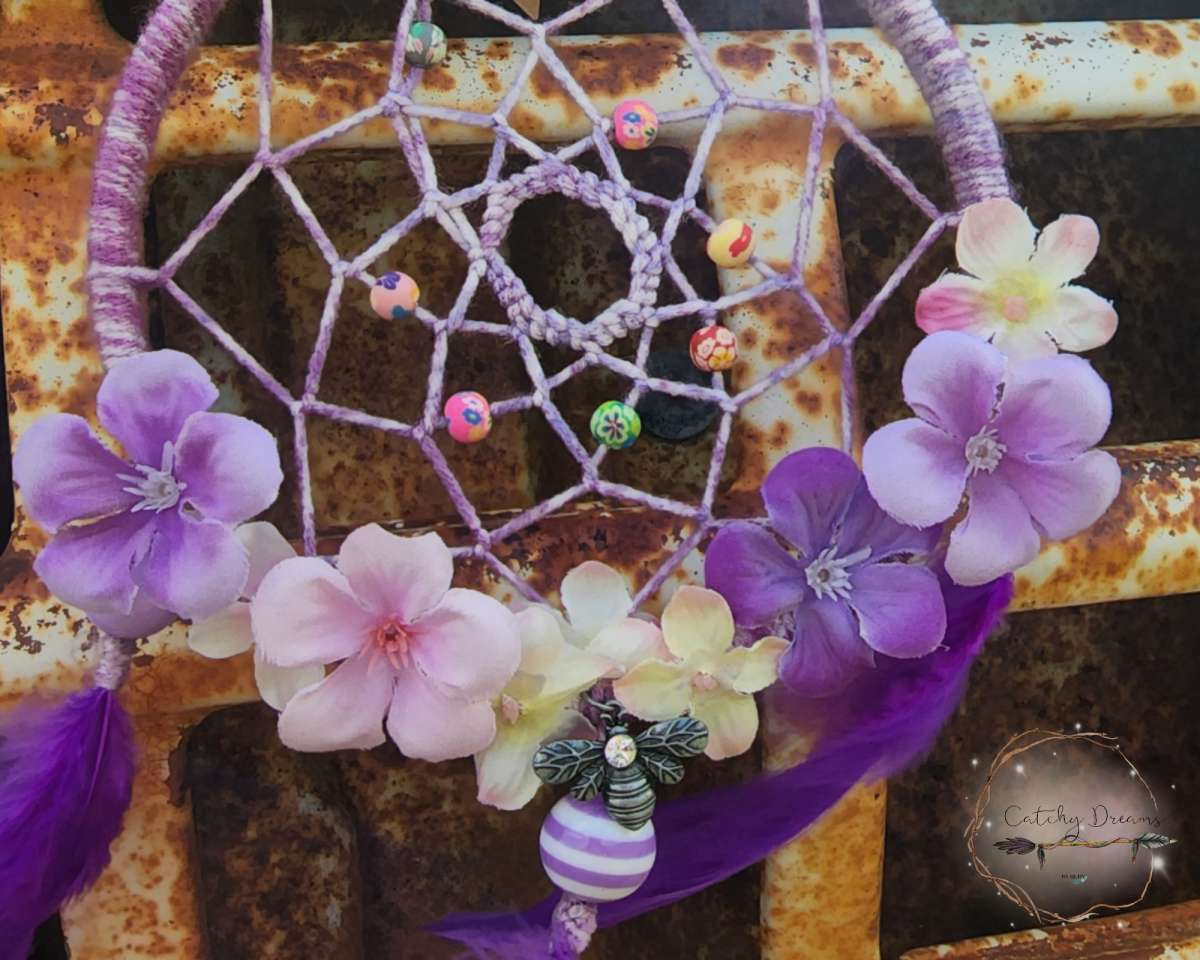 Purple Flower Dream Catcher