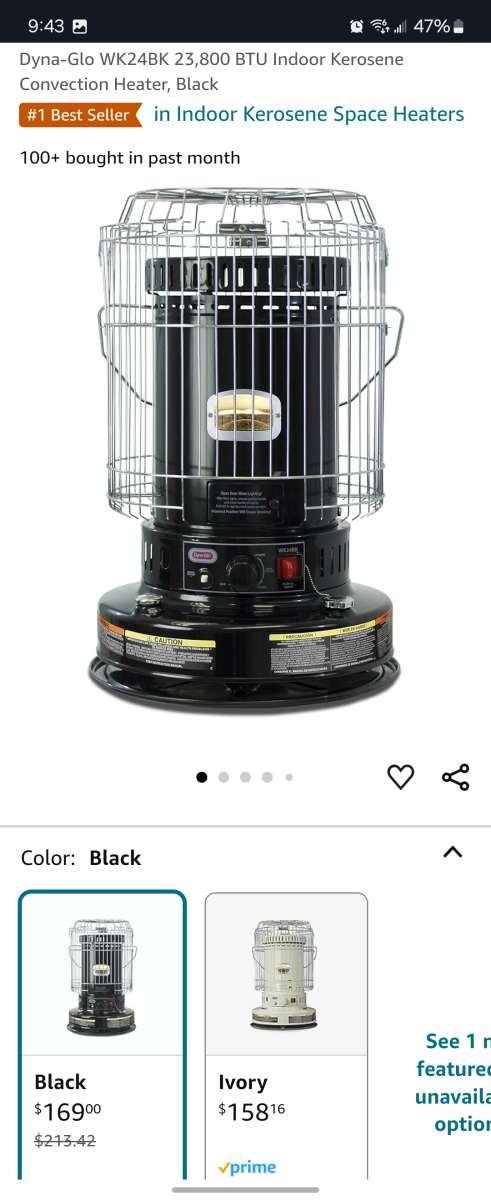 DynaGlo Portable Kerosene Convection Heater