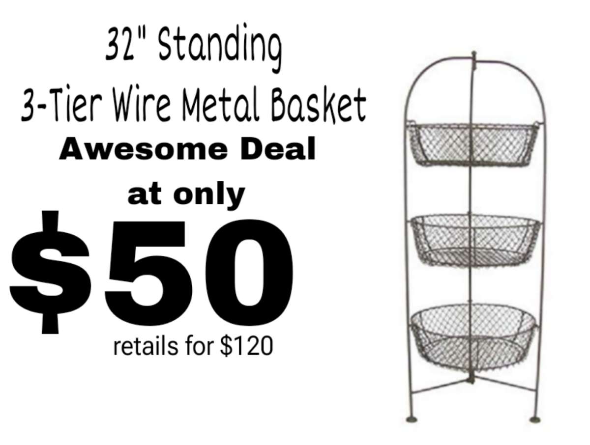 32 Standing 3Tier Wire Metal Basket