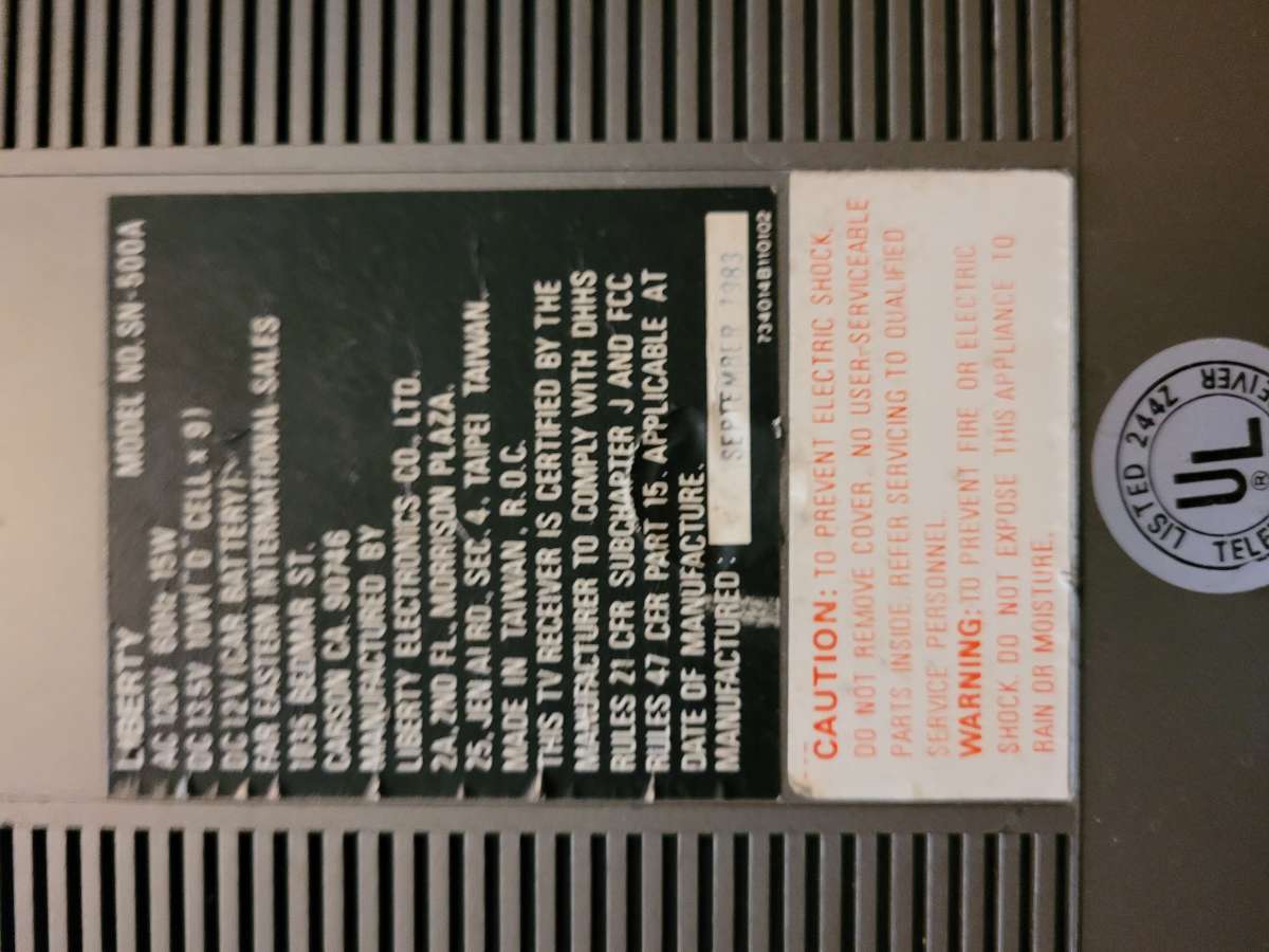 Vintage Liberty 1983 SN500A Portable TV Radio Tape Player