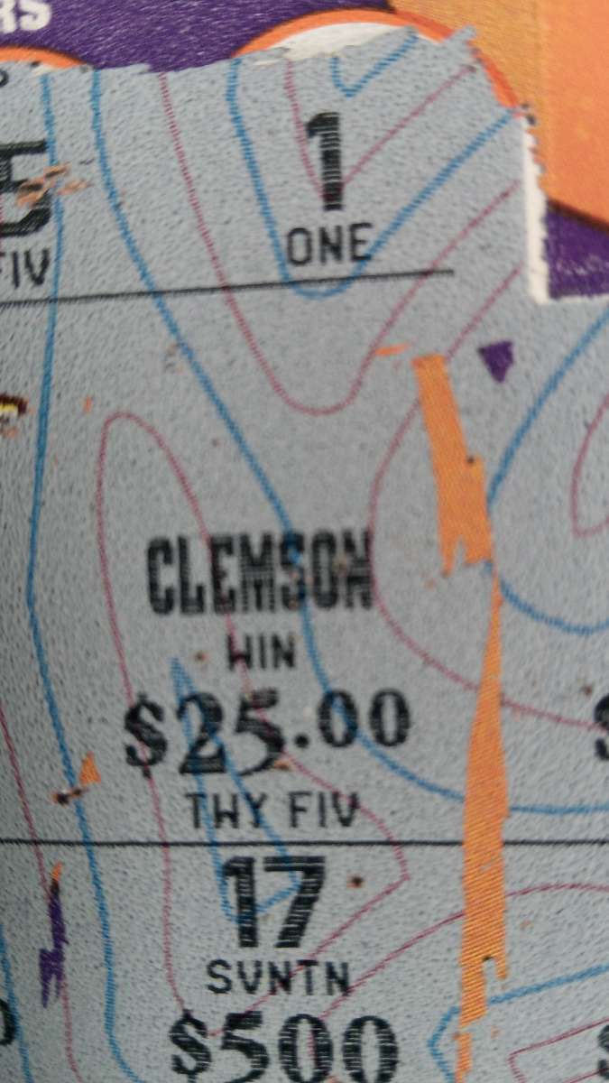 a 5 dollar winning Clemson scratch off