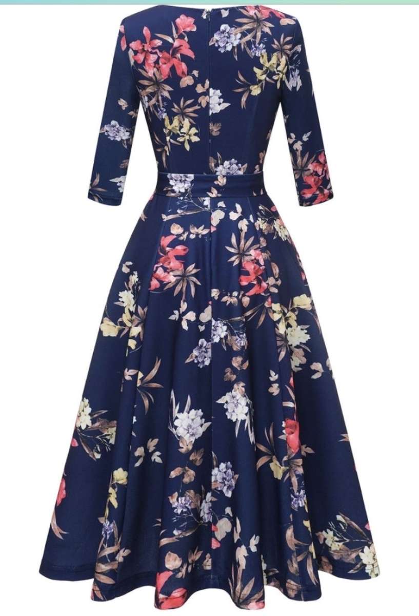 New blue dress with a flower pattern