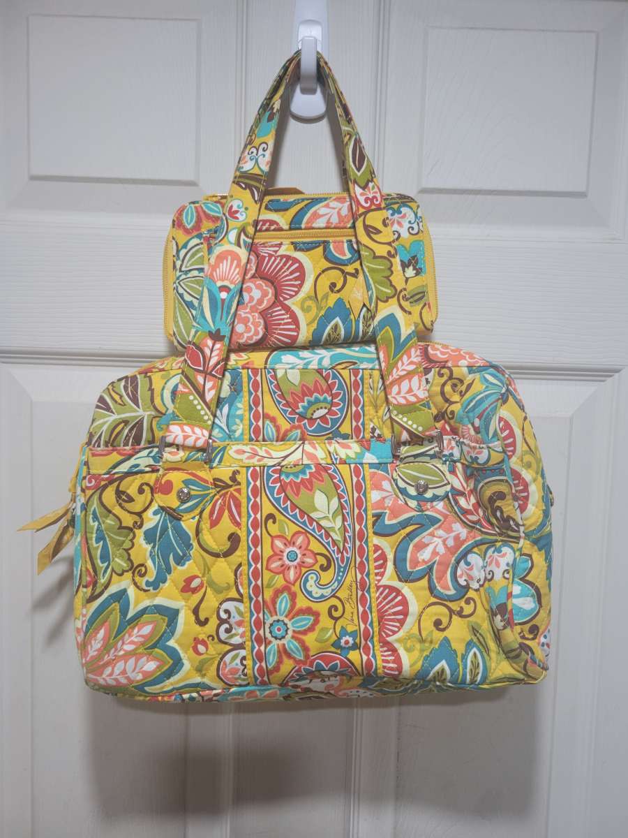 Yellow Vera Bradley hand bag with matching wallet