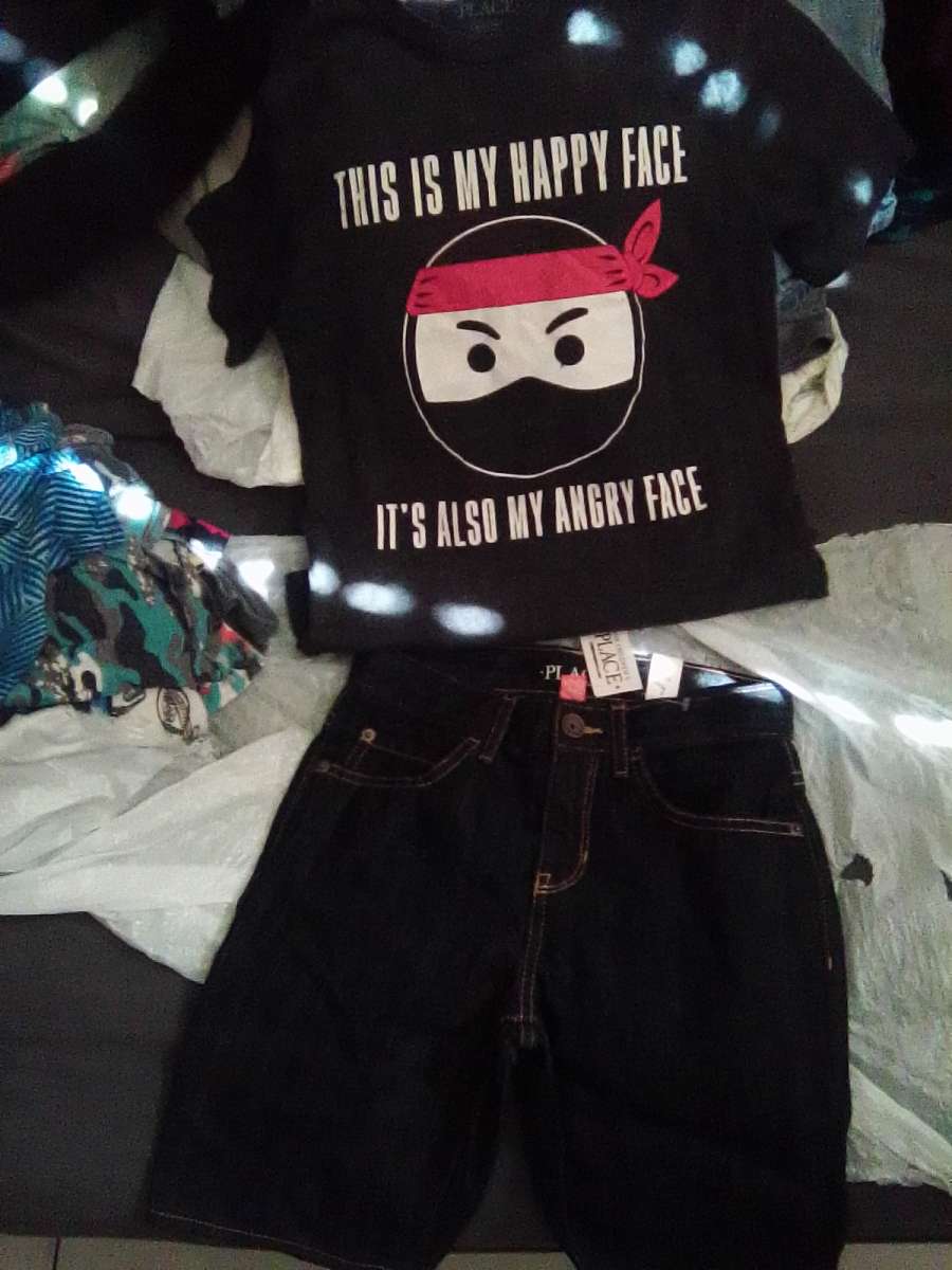 little boys bundle of clothes jeans shirts and boxer briefs