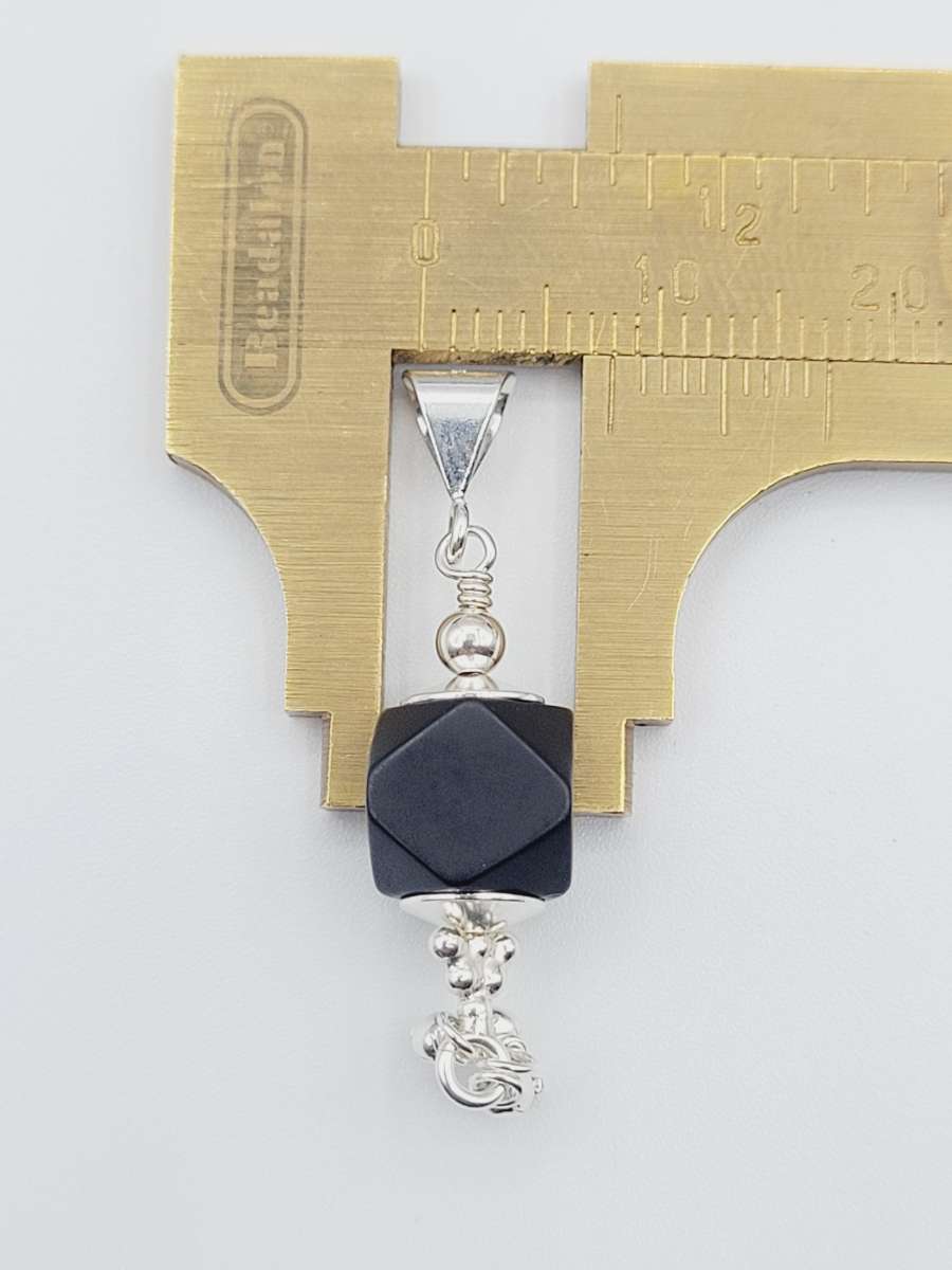 Azabache 8mm Bead 3mm Sterling Silver 925 pendant
