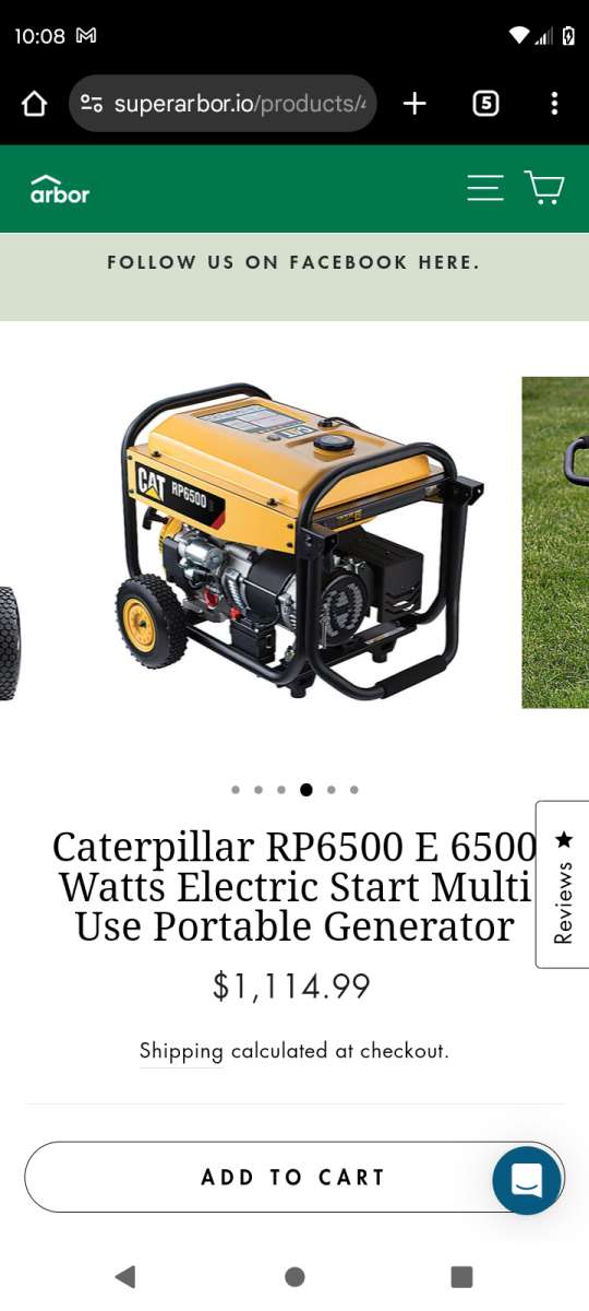 CAT RP6500 GAS POWERED PORTABLE GENERATOR  and homelite 4400
