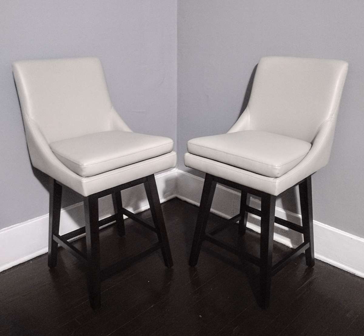 Lissa Light Gray Faux Leather Swive rCounter Stool Set