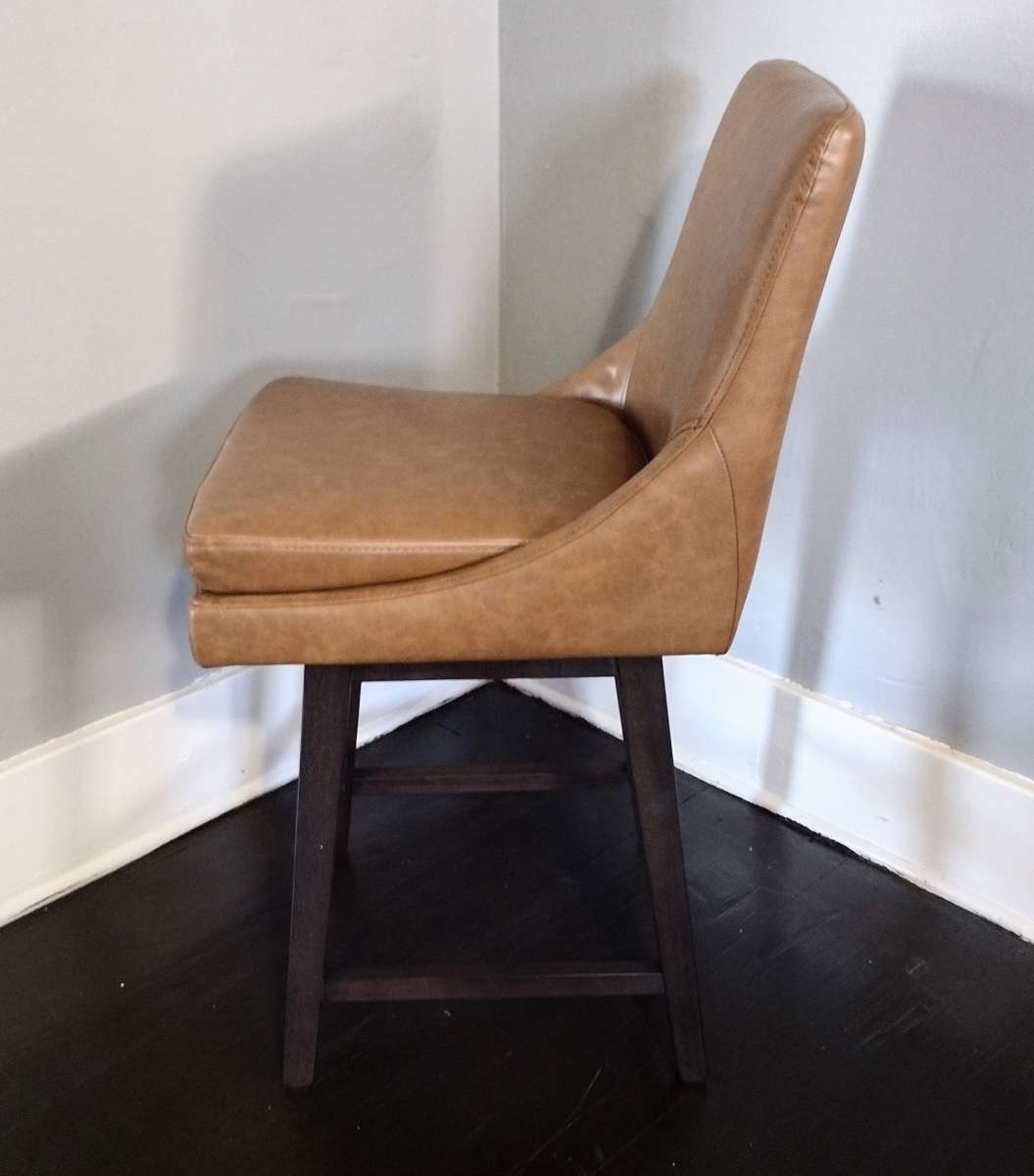 Lissa Saddle Brown Faux Leather Swivel Counter Stool